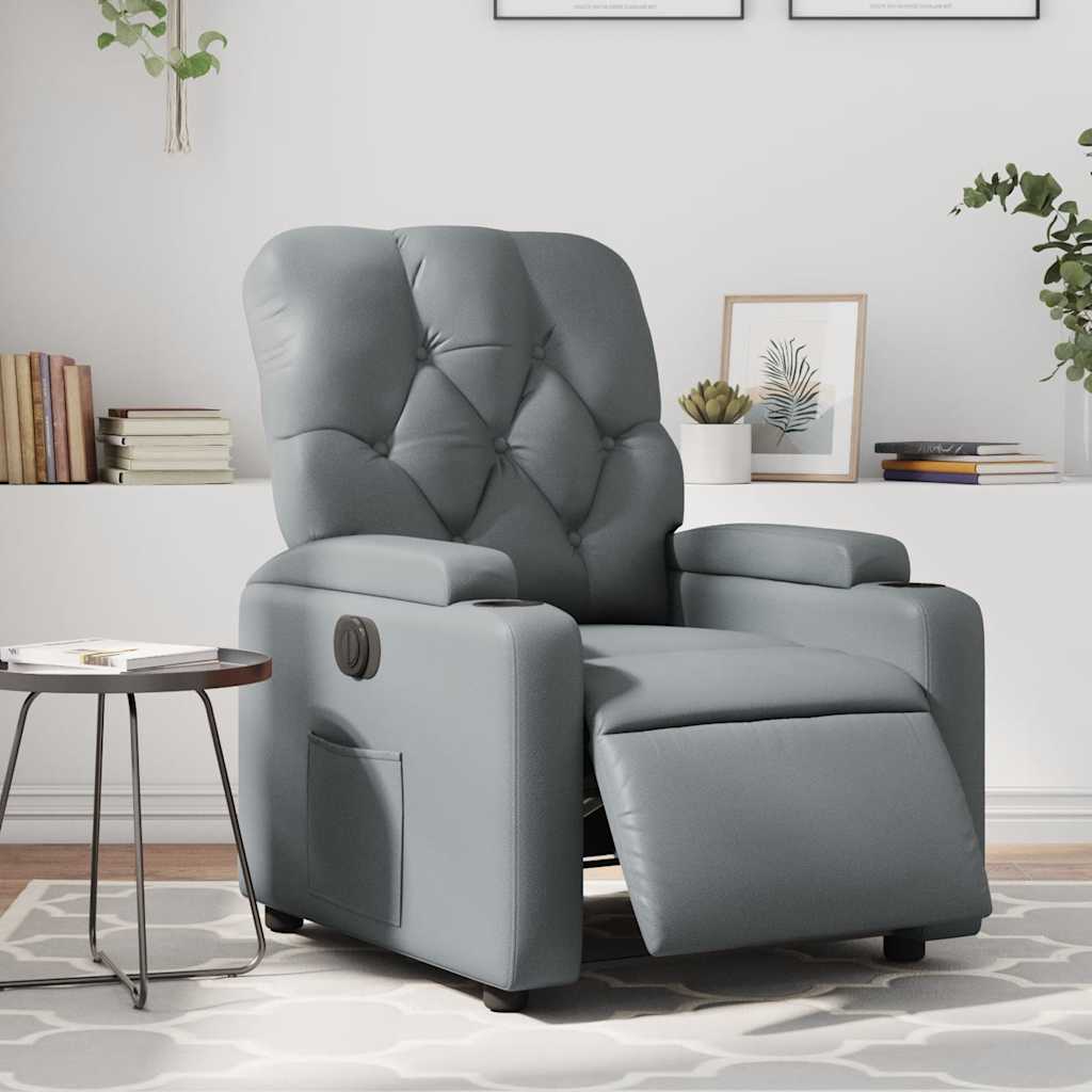 Vidaxl fauteuil verstelbaar elektrisch kunstleer grijs