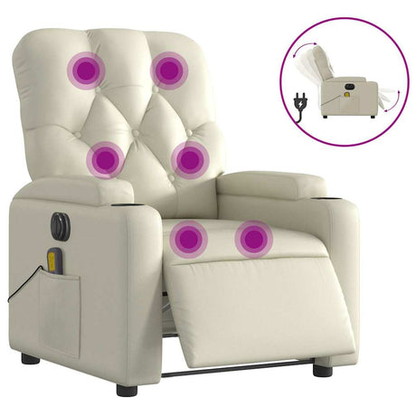 Vidaxl massagestoel verstelbaar elektrisch kunstleer crèmekleurig