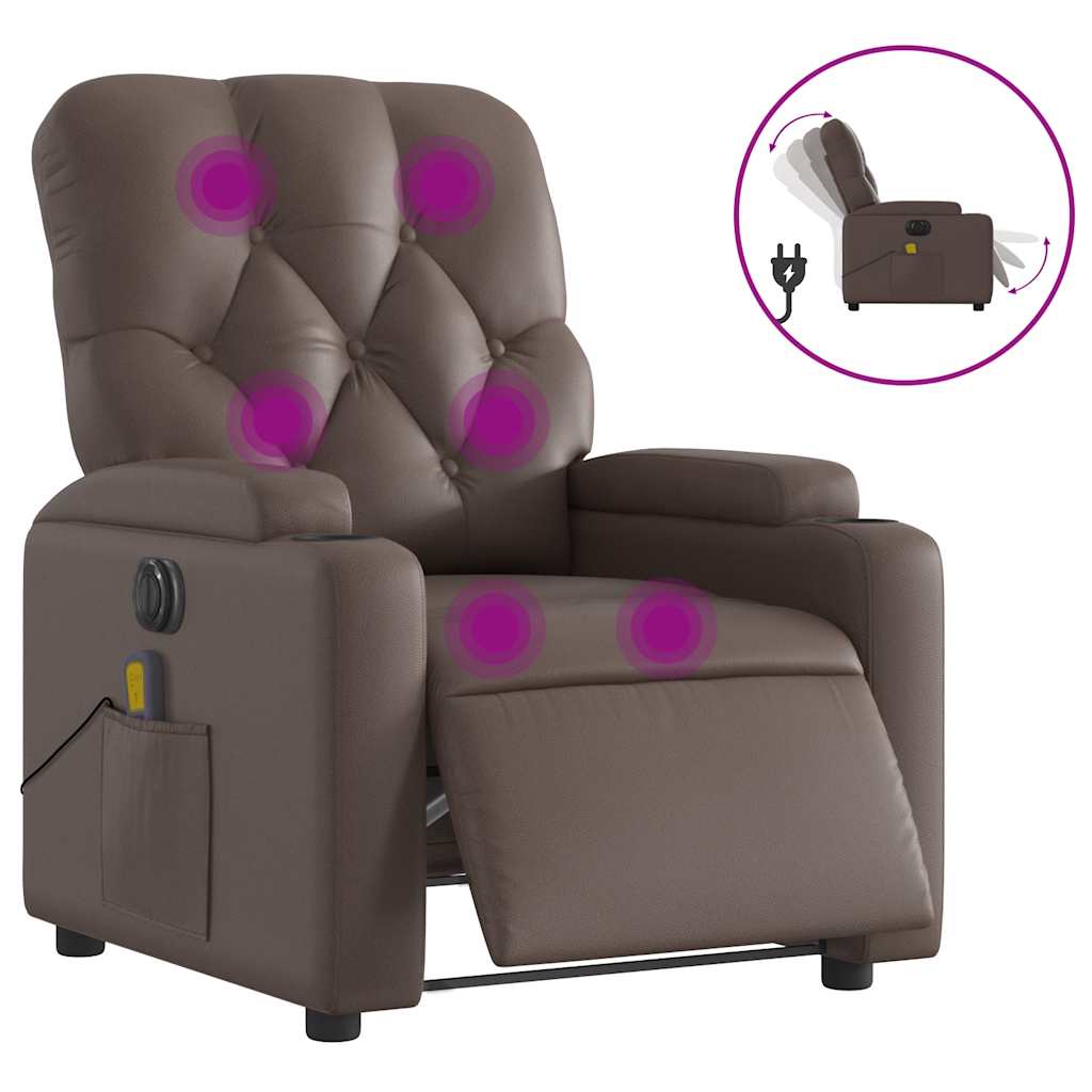 Vidaxl massagestoel verstelbaar elektrisch kunstleer bruin