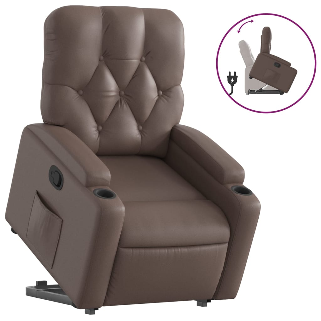 Vidaxl sta-op-fauteuil verstelbaar kunstleer bruin