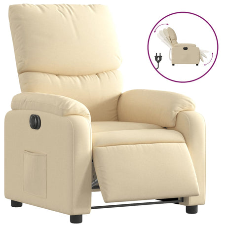 Vidaxl fauteuil verstelbaar elektrisch stof crèmekleurig