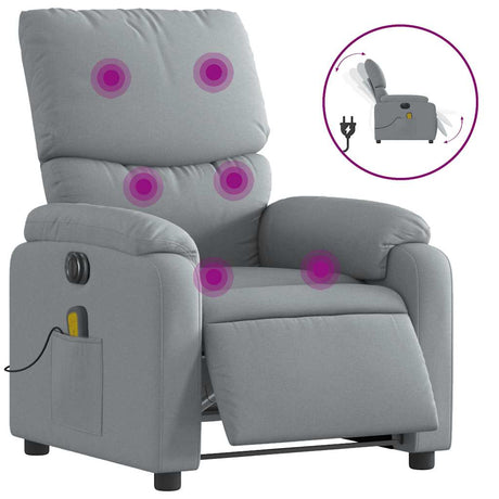 Vidaxl massagestoel elektrisch verstelbaar stof lichtgrijs