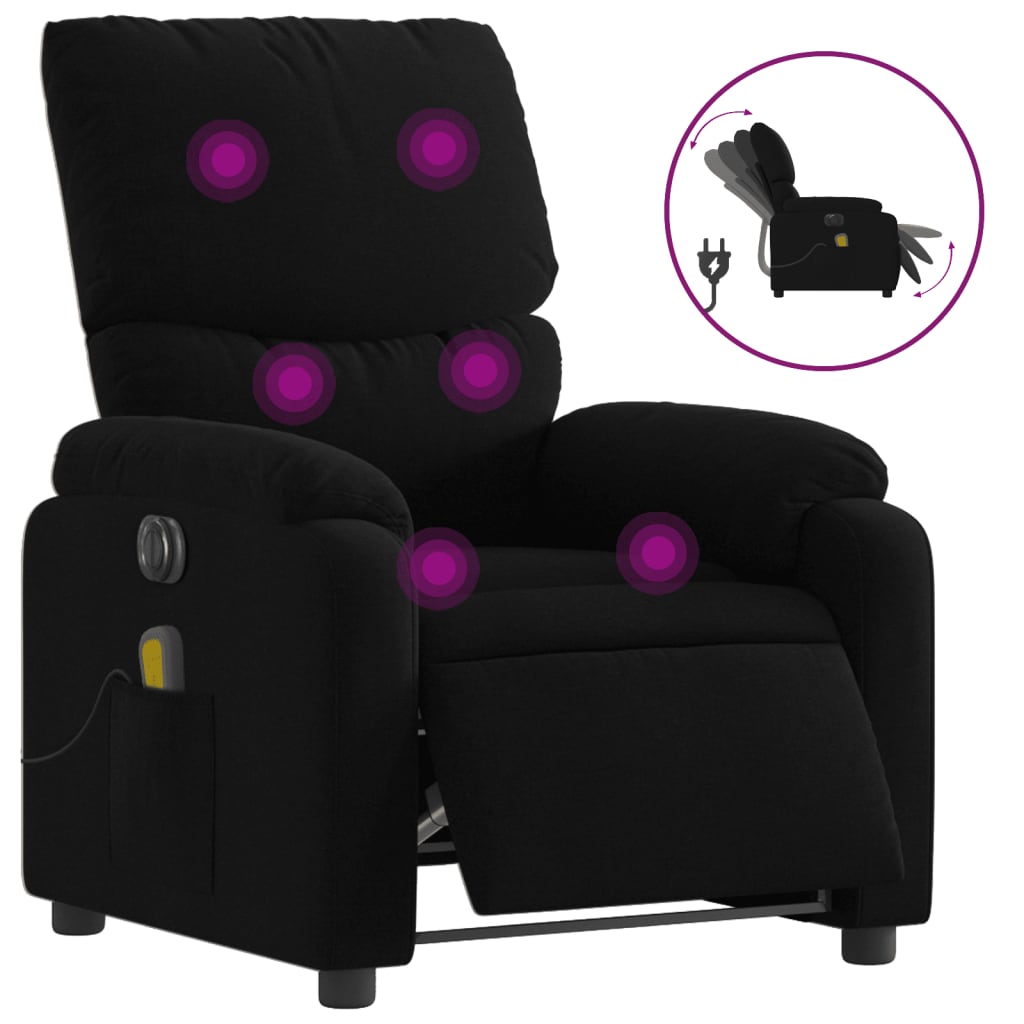 Vidaxl massagestoel elektrisch verstelbaar stof zwart