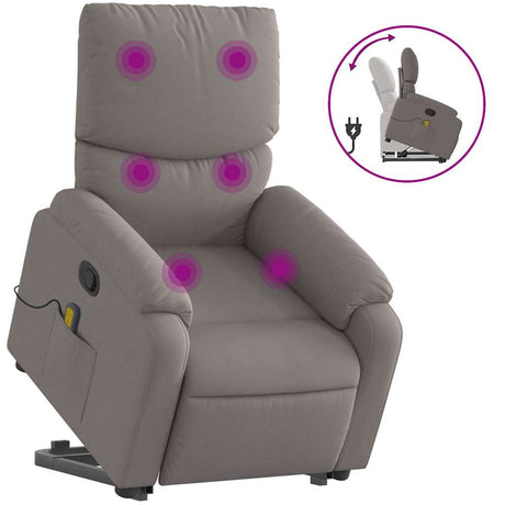 Vidaxl sta-op-massagestoel verstelbaar stof taupe