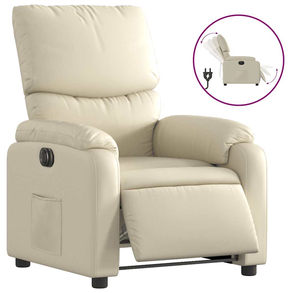 Vidaxl fauteuil elektrisch verstelbaar kunstleer crèmekleurig