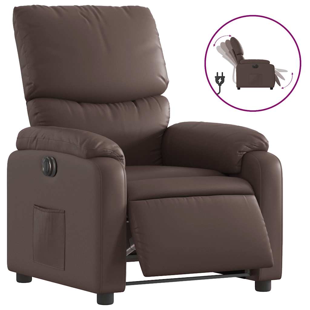 Vidaxl fauteuil verstelbaar elektrisch kunstleer bruin