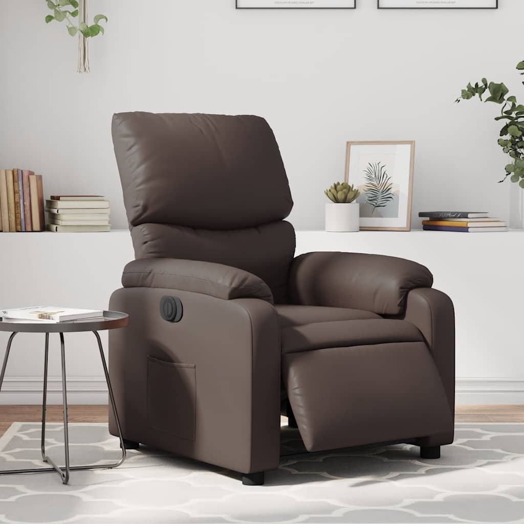 Vidaxl fauteuil verstelbaar elektrisch kunstleer bruin