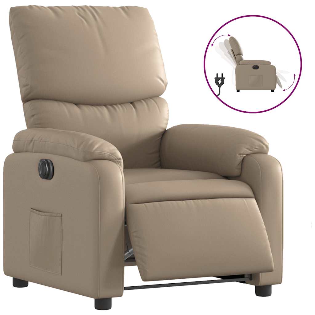 Vidaxl fauteuil verstelbaar elektrisch kunstleer cappuccinokleurig