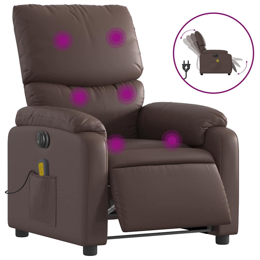 Vidaxl massagestoel verstelbaar elektrisch kunstleer bruin