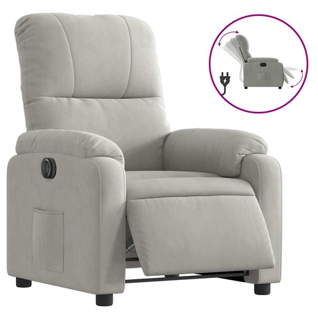 Vidaxl fauteuil verstelbaar elektrisch microvezelstof lichtgrijs