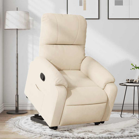 Vidaxl sta-op-stoel verstelbaar microvezelstof beige