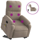 Vidaxl sta-op-massagestoel elektrisch verstelbaar microvezelstof taupe