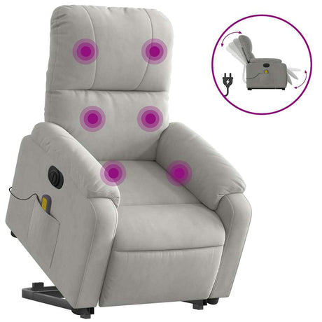 Vidaxl sta-op-massagestoel elektrisch microvezelstof lichtgrijs