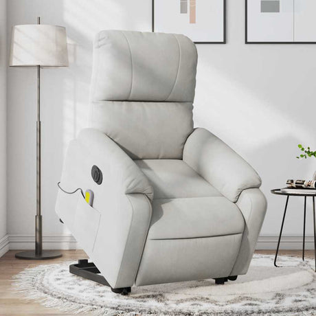 Vidaxl sta-op-massagestoel elektrisch microvezelstof lichtgrijs