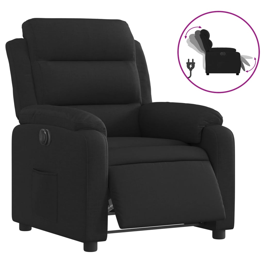 Vidaxl fauteuil verstelbaar elektrisch stof zwart