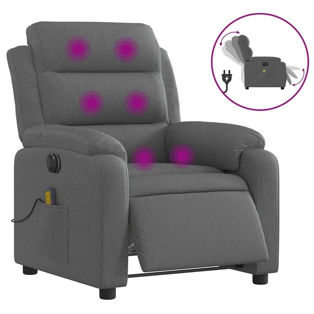 Vidaxl massagestoel elektrisch verstelbaar stof donkergrijs