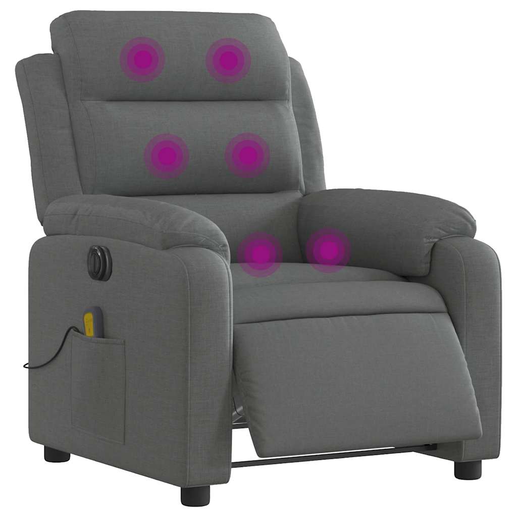 Vidaxl massagestoel elektrisch verstelbaar stof donkergrijs