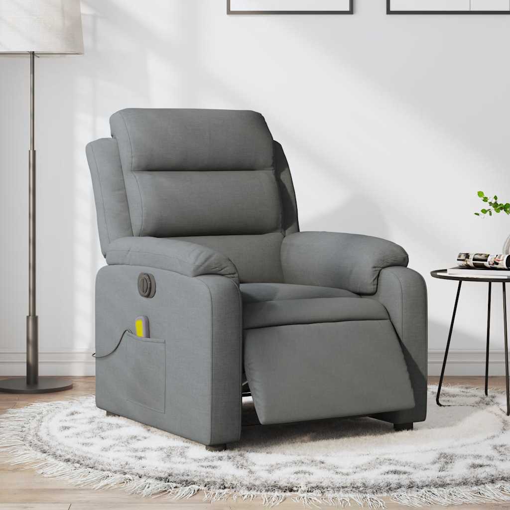 Vidaxl massagestoel elektrisch verstelbaar stof donkergrijs