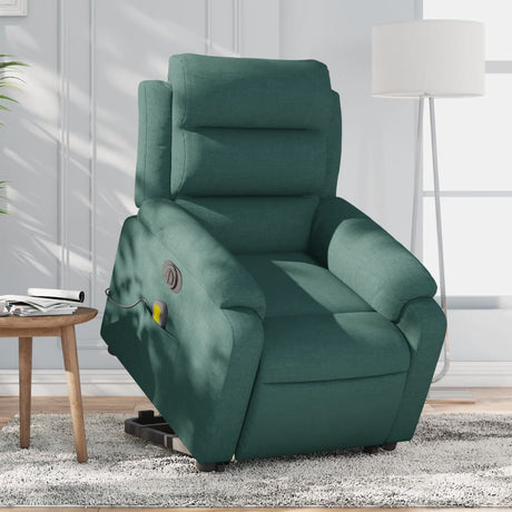 Vidaxl sta-op-massagestoel elektrisch verstelbaar stof donkergroen