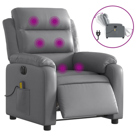Vidaxl massagestoel verstelbaar elektrisch kunstleer grijs