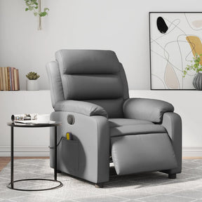 Vidaxl massagestoel verstelbaar elektrisch kunstleer grijs