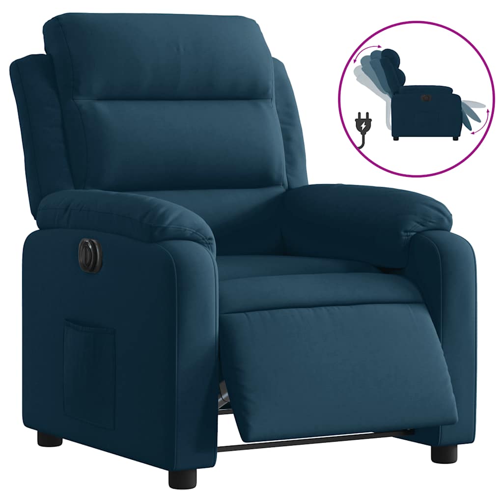 Vidaxl fauteuil elektrisch verstelbaar fluweel blauw