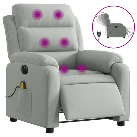Vidaxl massagestoel elektrisch verstelbaar fluweel lichtgrijs