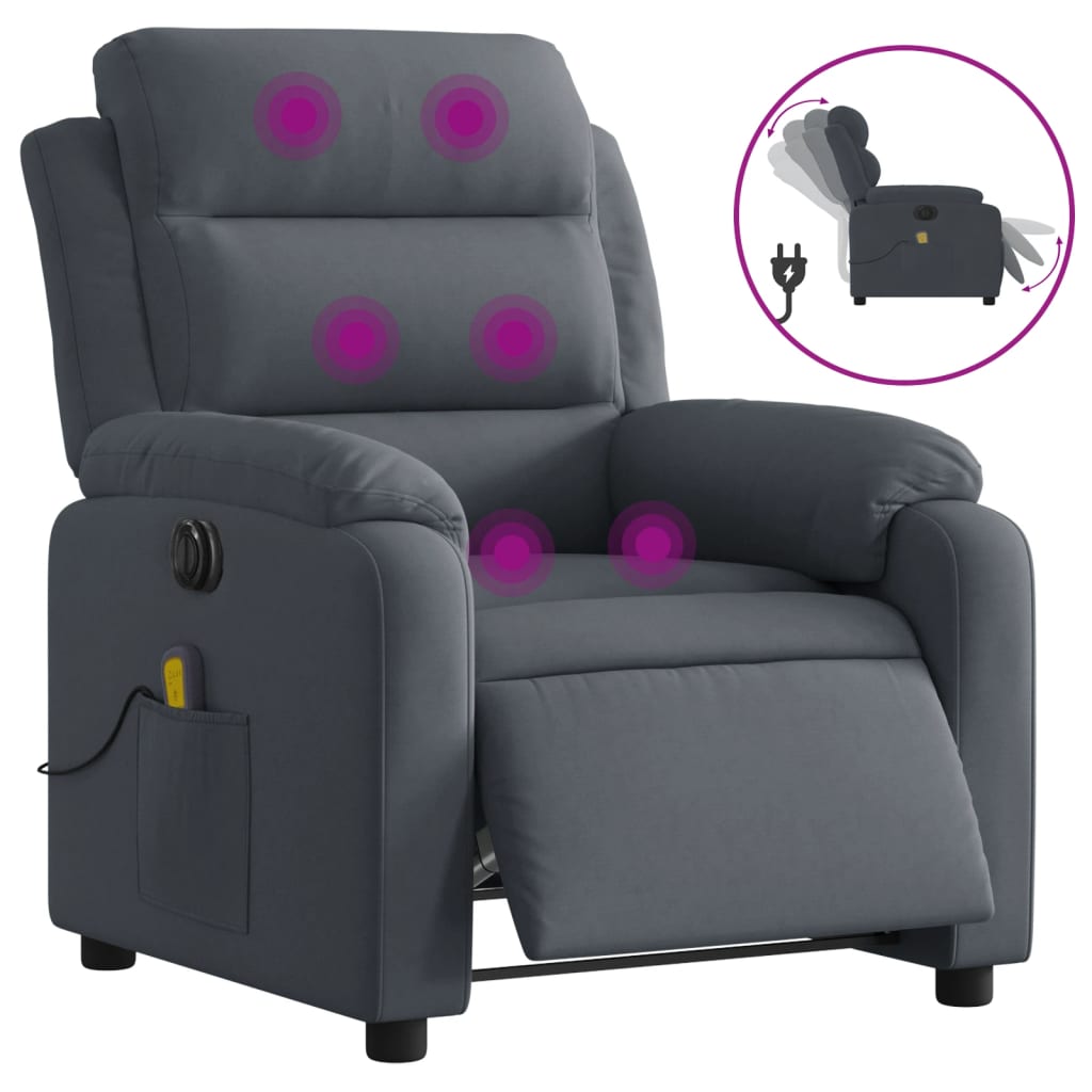 Vidaxl massagestoel elektrisch verstelbaar fluweel donkergrijs