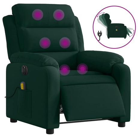 Vidaxl massagestoel elektrisch verstelbaar fluweel donkergroen