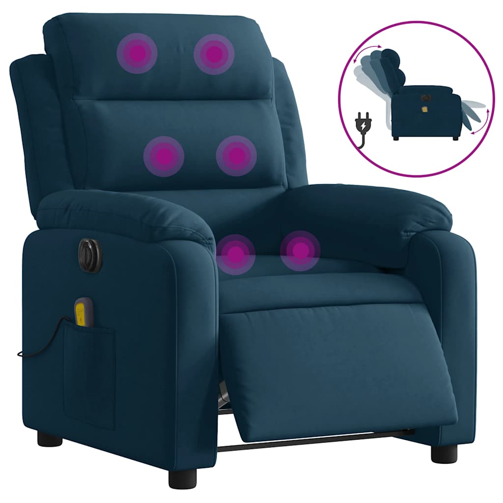 Vidaxl massagestoel elektrisch verstelbaar fluweel blauw