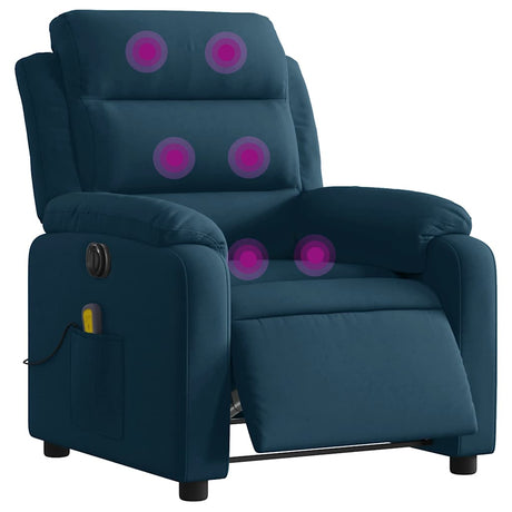 Vidaxl massagestoel elektrisch verstelbaar fluweel blauw