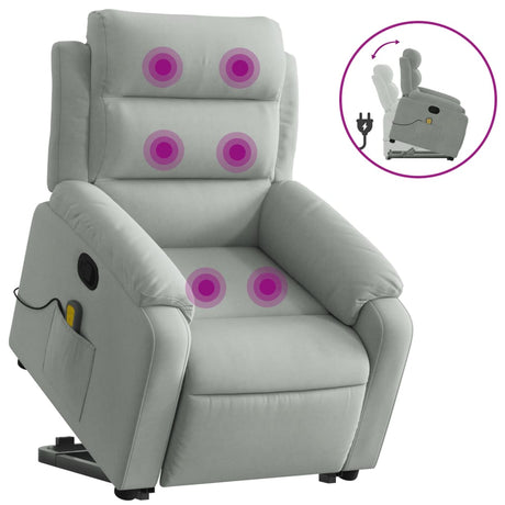 Vidaxl sta-op-massagestoel verstelbaar fluweel lichtgrijs