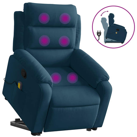 Vidaxl sta-op-massagestoel verstelbaar fluweel blauw