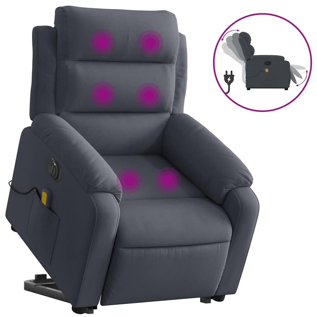 Vidaxl sta-op-massagestoel elektrisch verstelbaar fluweel donkergrijs