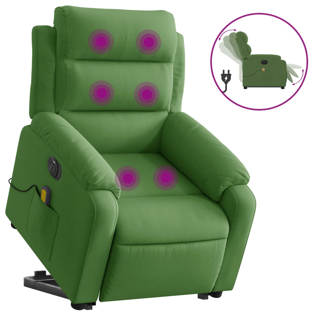 Vidaxl sta-op-massagestoel elektrisch verstelbaar fluweel lichtgroen