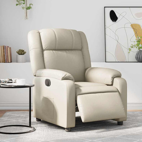 Vidaxl fauteuil elektrisch verstelbaar kunstleer crèmekleurig