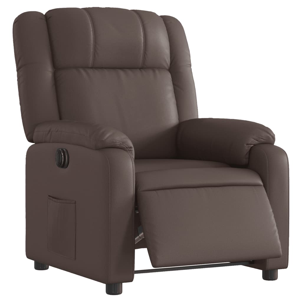 Vidaxl fauteuil verstelbaar elektrisch kunstleer bruin