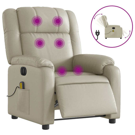 Vidaxl massagestoel verstelbaar elektrisch kunstleer crèmekleurig