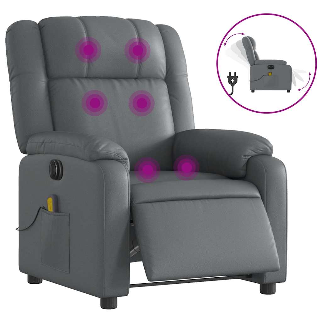 Vidaxl massagestoel verstelbaar elektrisch kunstleer grijs