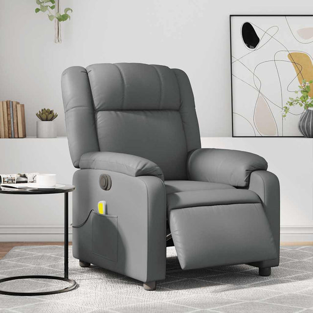 Vidaxl massagestoel verstelbaar elektrisch kunstleer grijs