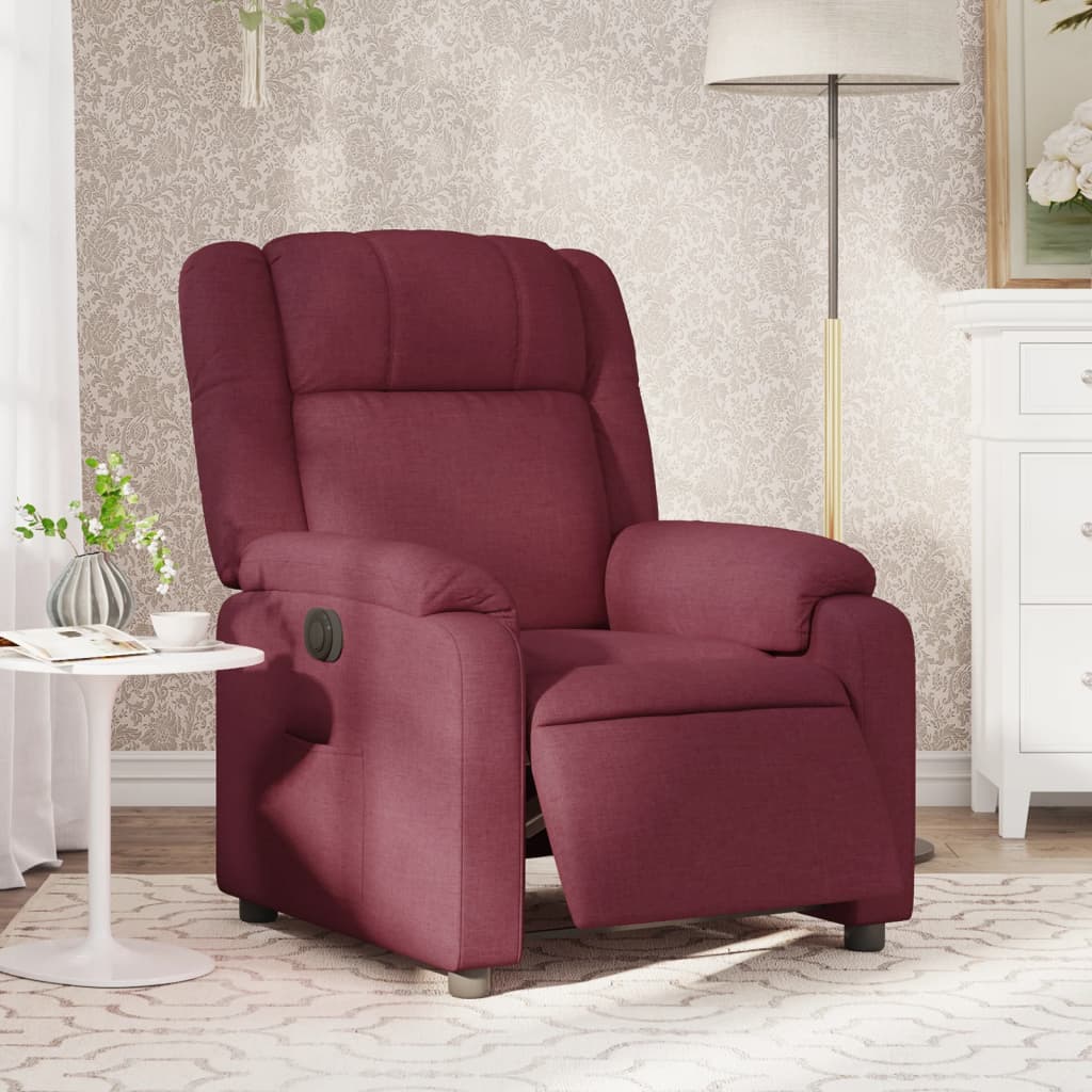 Vidaxl fauteuil verstelbaar elektrisch stof wijnrood