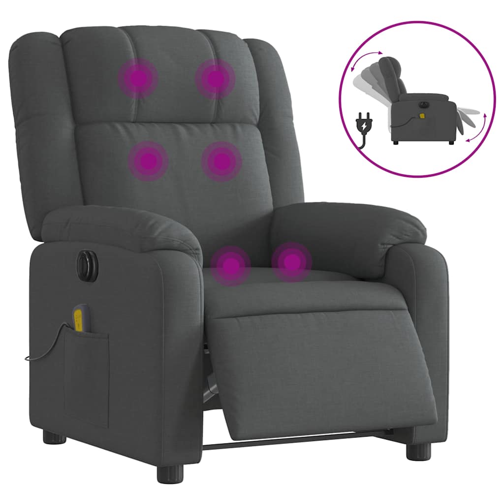 Vidaxl massagestoel elektrisch verstelbaar stof donkergrijs