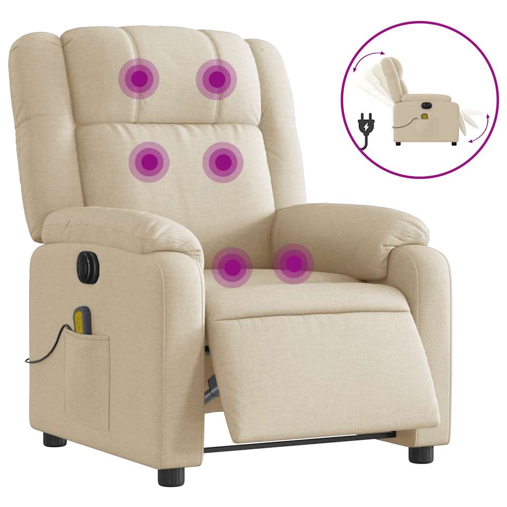 Vidaxl massagestoel elektrisch verstelbaar stof crèmekleurig