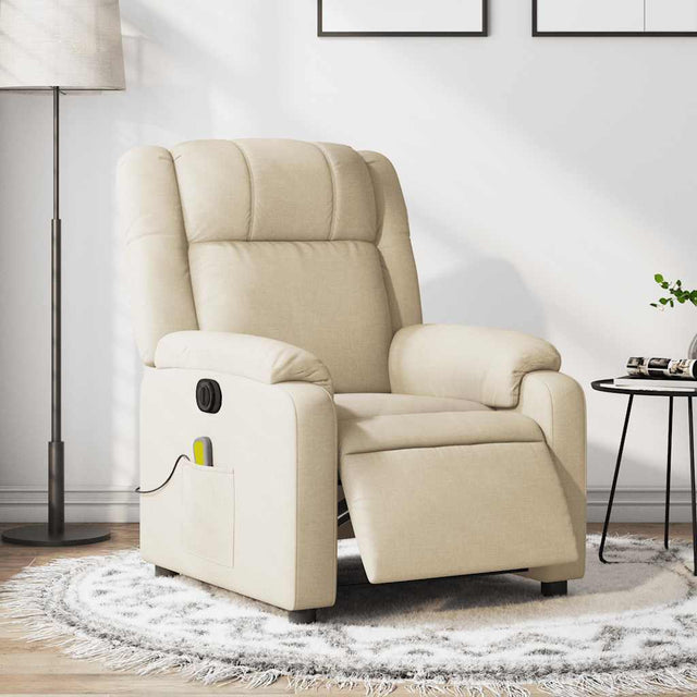 Vidaxl massagestoel elektrisch verstelbaar stof crèmekleurig