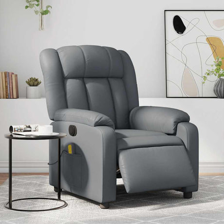 Vidaxl massagestoel verstelbaar elektrisch kunstleer grijs