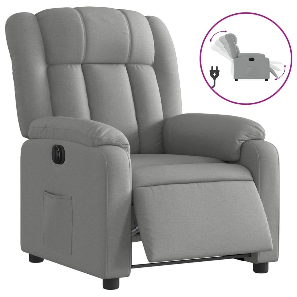 Vidaxl fauteuil elektrisch verstelbaar stof lichtgrijs