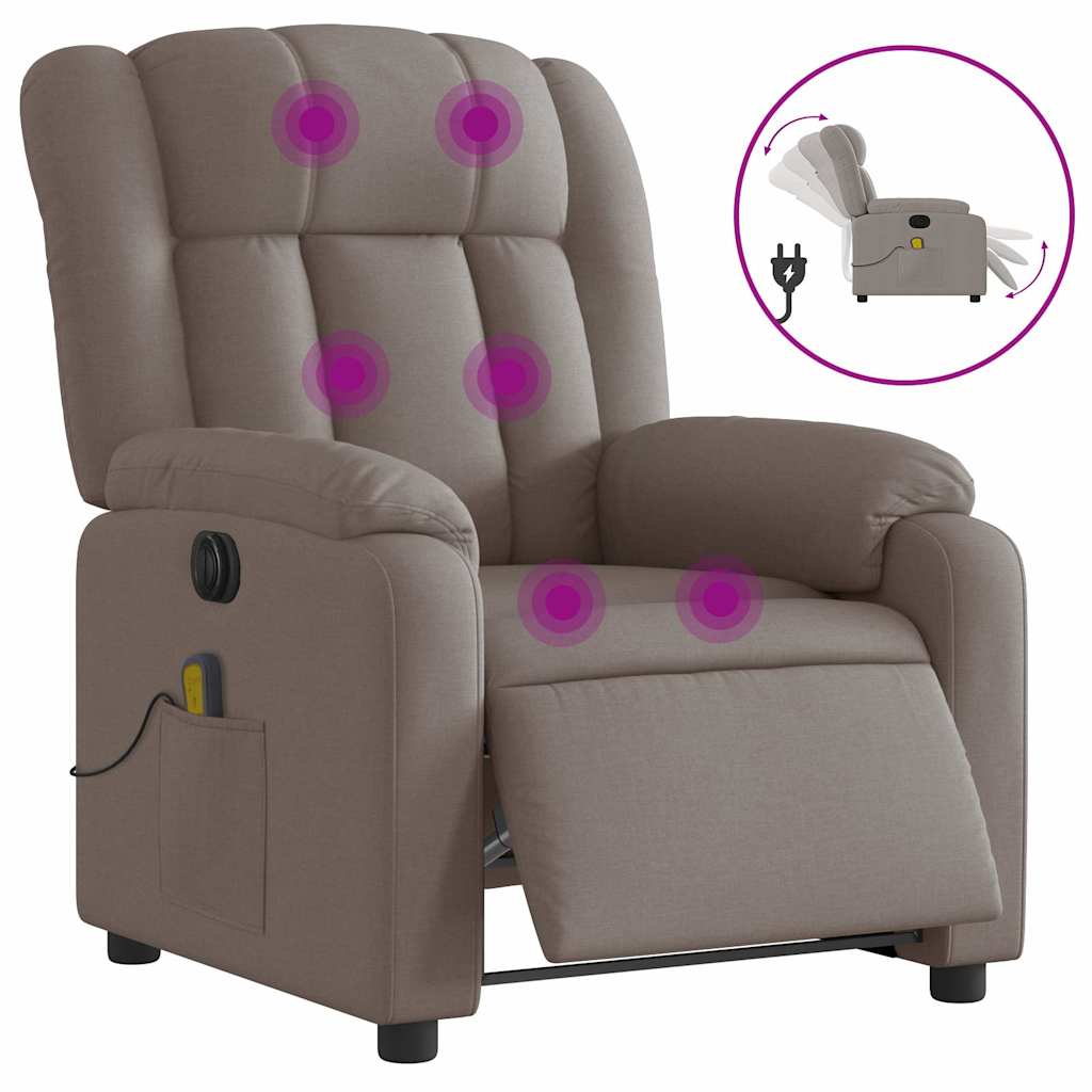 Vidaxl massagestoel elektrisch verstelbaar stof taupe