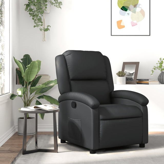 Vidaxl relaxfauteuil zwart echt leer