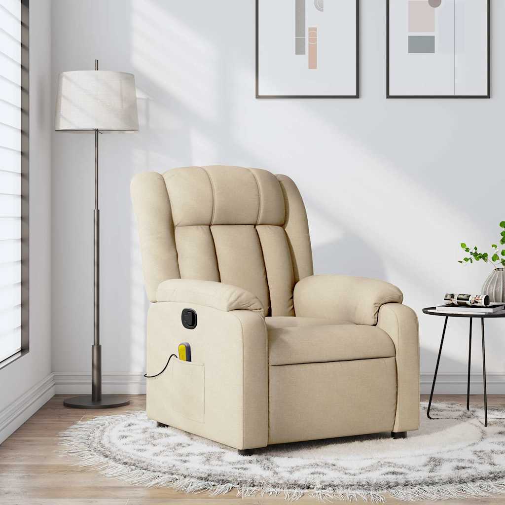 Vidaxl massagestoel met crèmekleurige stof