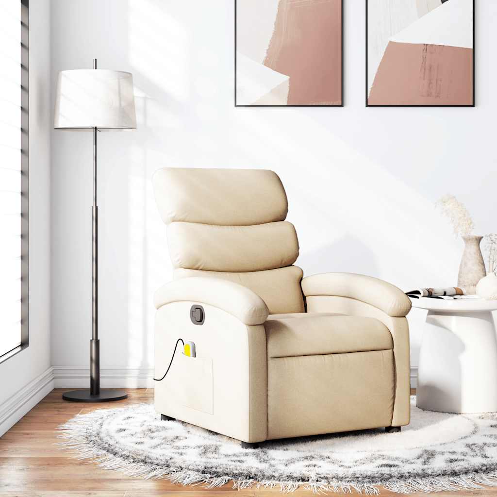 Vidaxl massagestoel met crèmekleurige stof